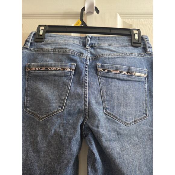 White House Black Market Skinny Ankle Zip buckle Hem Jeans Snake Trim Mid rise 2 - Picture 11 of 12